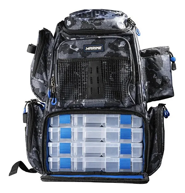 Mochila De Pesca Marine M-mp25c Com 4 Estojos