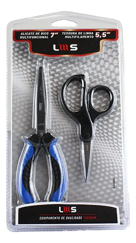 Combo Alicate de Bico Multinacional 7" e Tesoura de Linha Multifilamento 5,5"