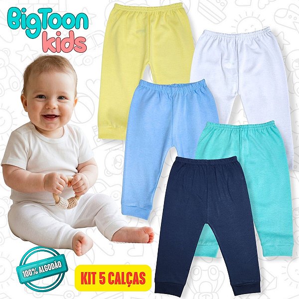 Kit 5 Calças Mijão Culote Roupa de Bebê Recém Nascido P M G