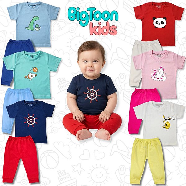 Conjunto Roupa Bebê Camiseta E Calça Algodão Menino Menina