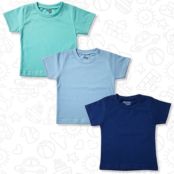 Kit 3 Camisetas Lisa Manga Curta Para Bebê P M G Menino Menina