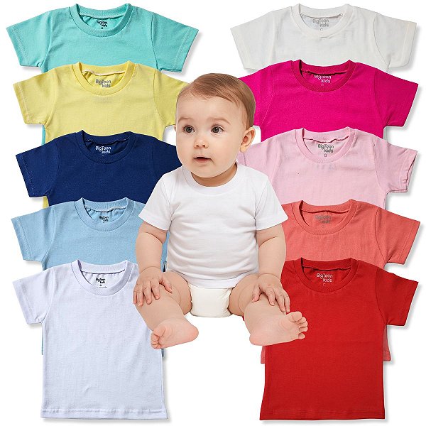 1 Camiseta de Manga Curta Para Bebê 100% Algodão P/M/G