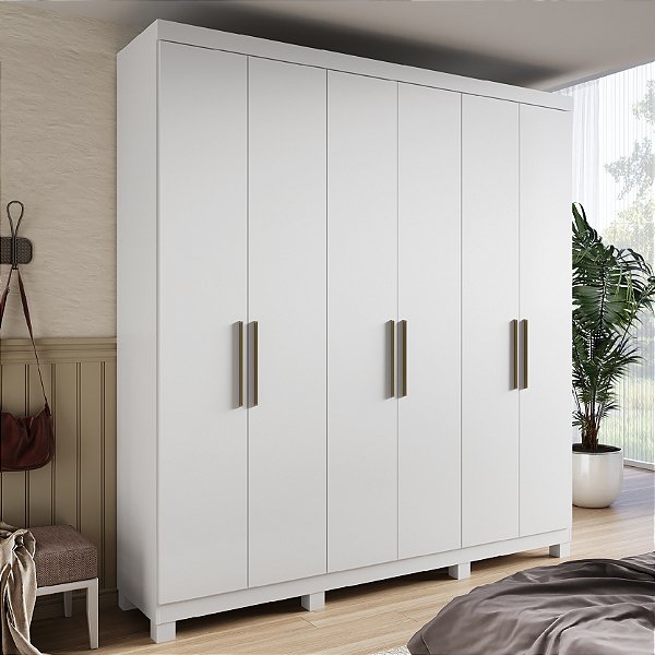 Guarda Roupa Casal 6 Portas 2,11m Rimo Juparanã Branco