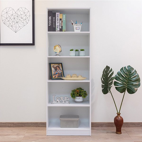 Estante para Livros 100% MDF com 5 Nichos Rimo Àpila Branco