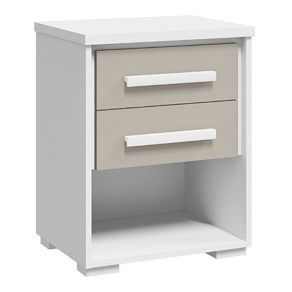 Mesa de Cabeceira 2 Gavetas Rimo Angra Branco/OffWhite