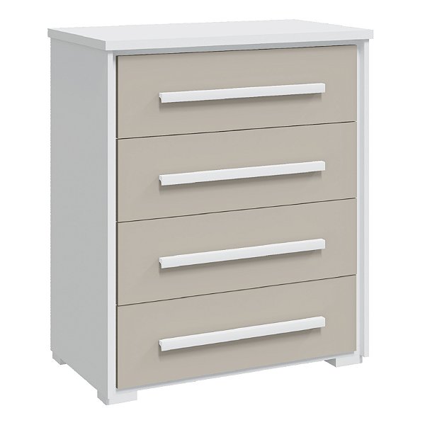 Cômoda Grande para Quarto 4 Gavetas Rimo Angra Branco/OffWhite