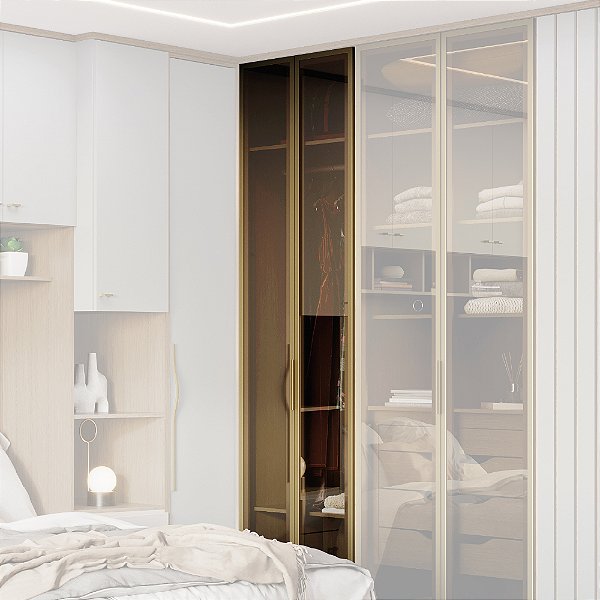 Guarda Roupa Modulado 2 Portas Com Prateleiras Reflecta/Espelho 62cm Rimo Setiba