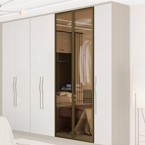 Guarda Roupa Modulado 2 Portas Reflecta/Espelho Com 3 Gavetas 84cm Rimo Setiba