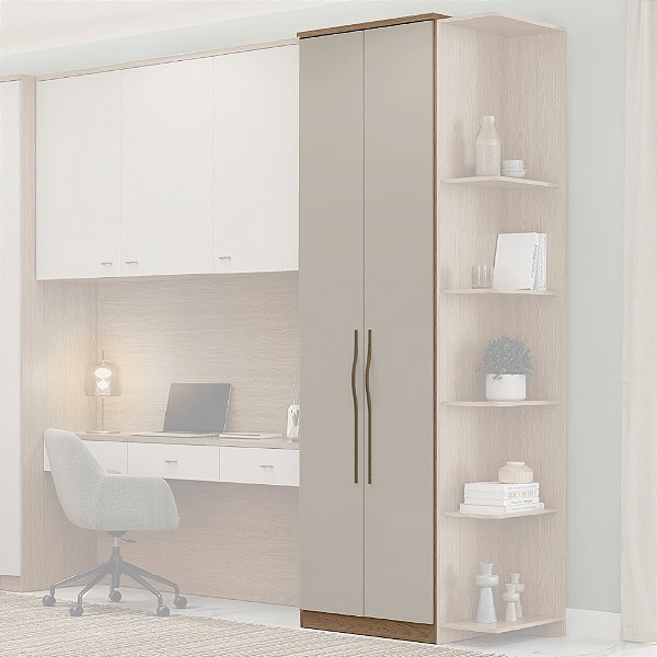 Guarda Roupa Modulado 2 Portas Com Prateleiras 75cm Rimo Setiba