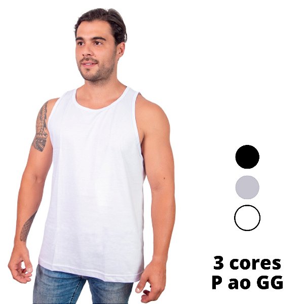 Camiseta Regata Branca Básica Di Nuevo Masculina 100% Algodão 30.1