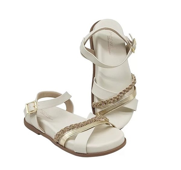 Sandália Modare Rasteira Feminina Strass 7188 Off-White