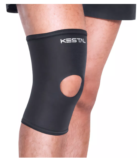 Joelheira Longa Com orificio Patelar Preto - Kestal