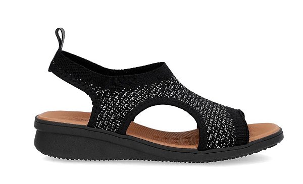 Sandália Plataforma Tecido Tricot Preto