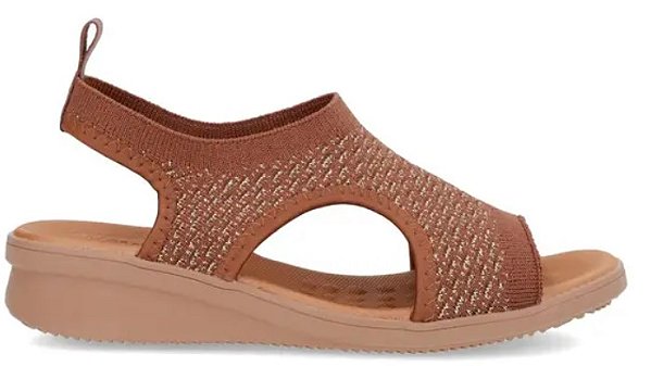 Sandália Plataforma Tecido Tricot Canela - Usaflex