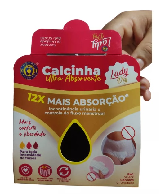 Calcinha ultrabsorvente antibacteriana reutilizável