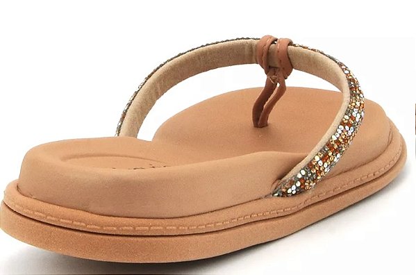 Chinelo cristal brilho Beira rio - Bege