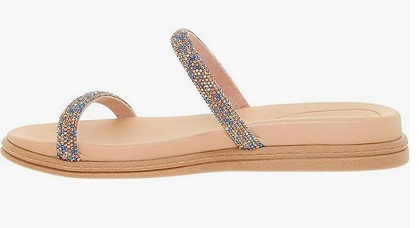 Chinelo Rasteira Strass beira rio - Creme