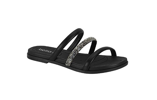 Chinelo Strass Beira rio - Conforto e estilo - Preto
