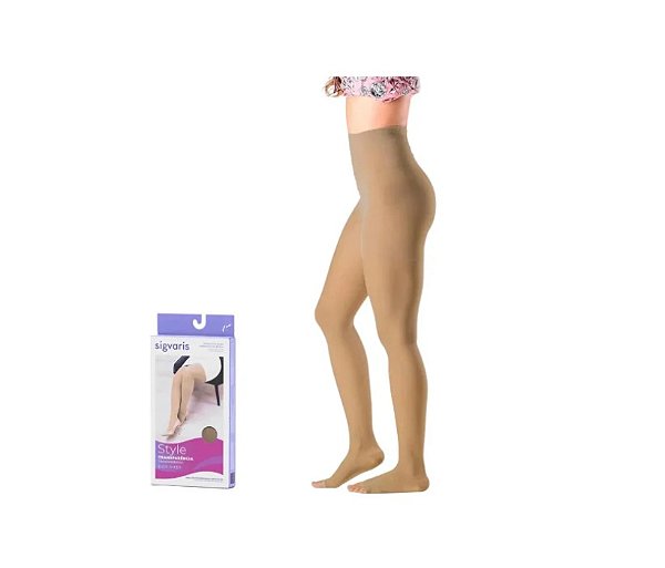 Meia de compressão Sigvaris - 20-30 MMHG - Meia Calça  EVER SHEER - ABERTA