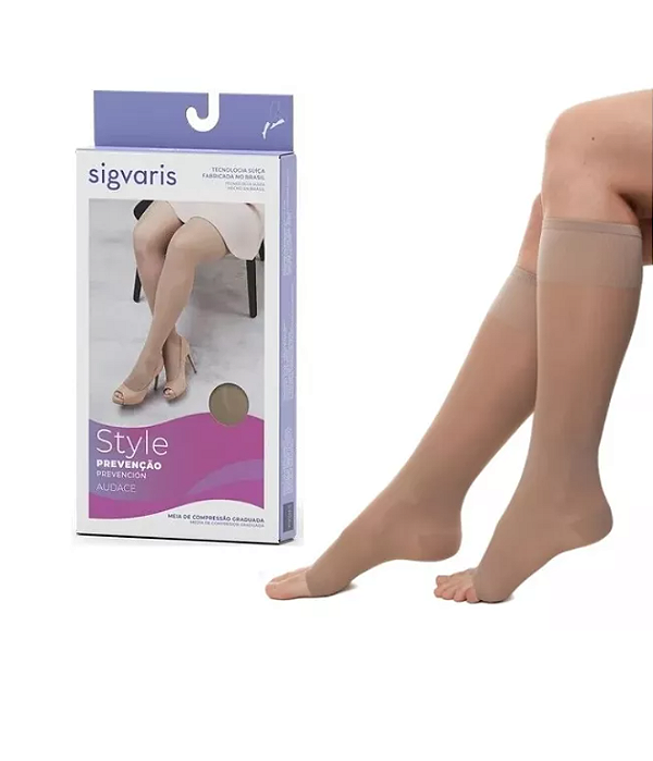 Meia de compressão Sigvaris - 15-20 MMHG - 3/4 Panturrilha   EVER SHEER - ABERTA