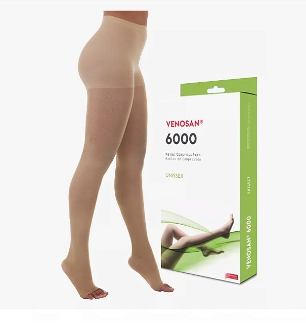 Meia calça Compressão 20-30MMHG - Venosan - Pé aberto Bege