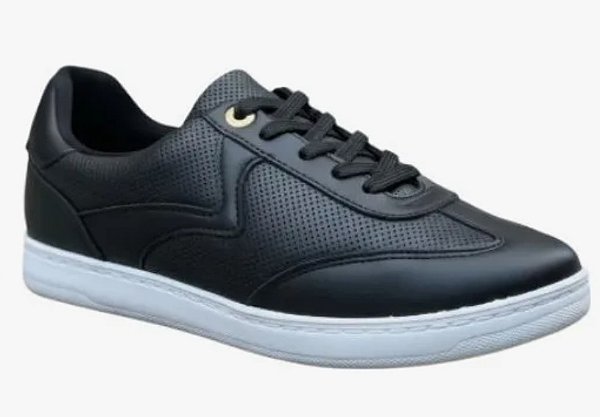 Tenis MODARE Casual Feminino - C/ Cadarço - Preto com solado Branco - 17689