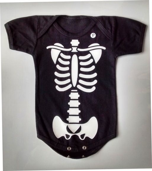 Body Para Bebê Halloween Esqueleto