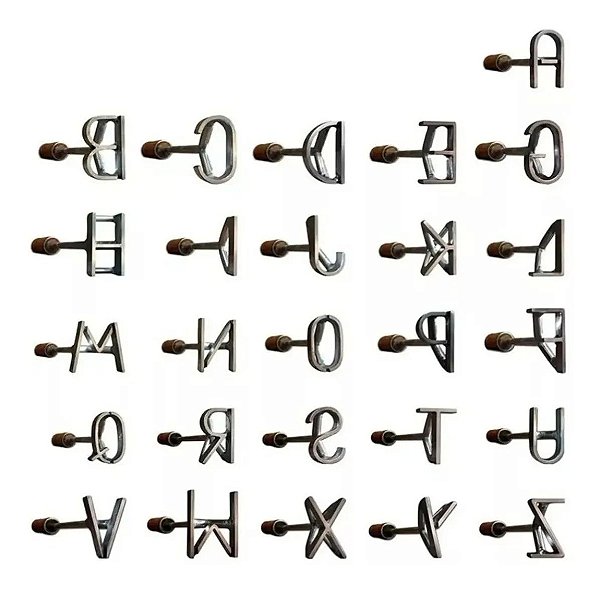 Marcador De Gado Em Inox kit Com Letras Alfabeto De A Ao Z