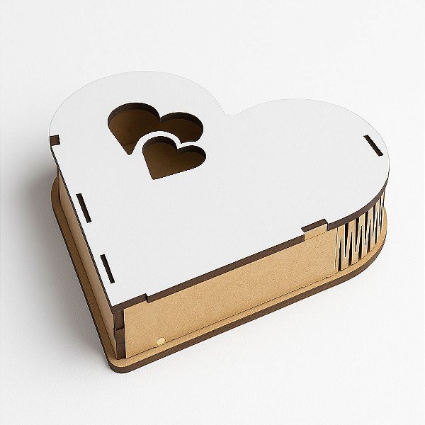 CAIXA LAÇO PEQUENA MDF CRU 3MM 15X13CM PARA SUBLIMAÇÃO