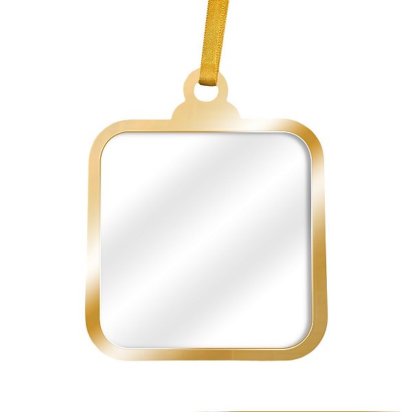 ENFEITE QUADRADO OURO C/ACRILICO CRISTAL DTF UV-SUBLIMAÇÃO