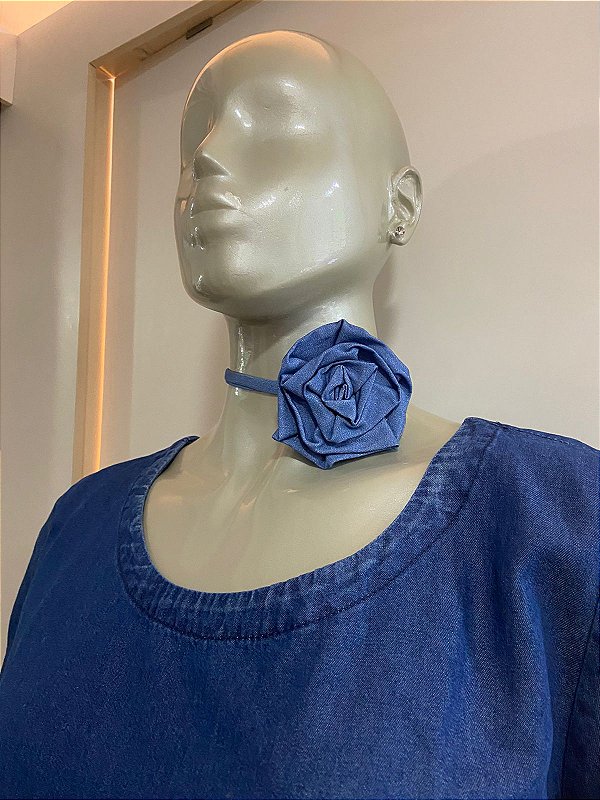 Choker flor  jeans