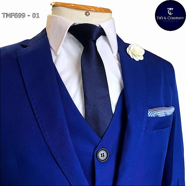 Terno Masculino Slim Fit Azul Royal Completo Corte italiano