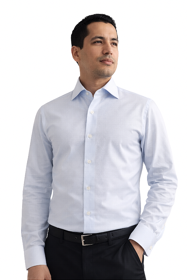 Camisa Social Masculina Slim 100% Algodão Fustão Branca T&C