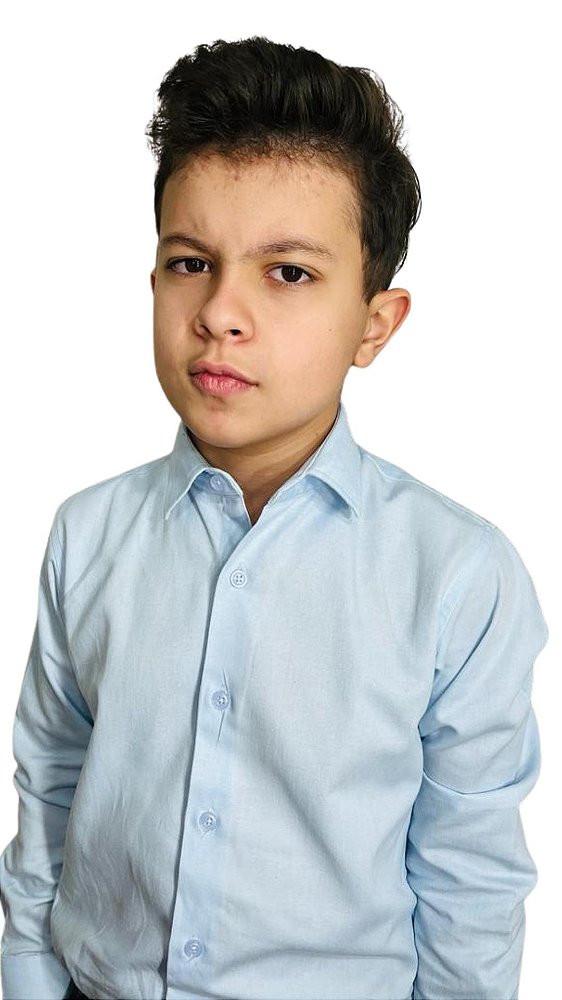 Camisa Infantil Masculina Manga Longa Azul Claro T&C Upper