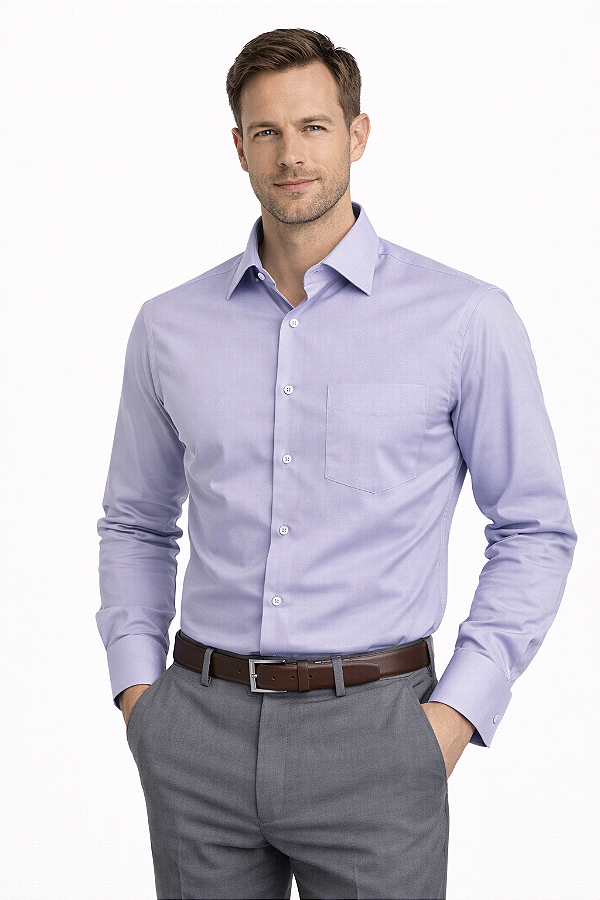 Camisa Masculina Social Lilás Manga Longa Diament