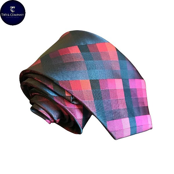 Gravata Semi Slim Vermelha Xadrez Jacquard Luxo Premium
