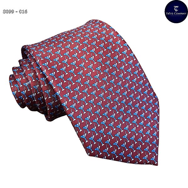 Gravata de Seda Foulard Marsala Cup's Tradicional Larga Luxo