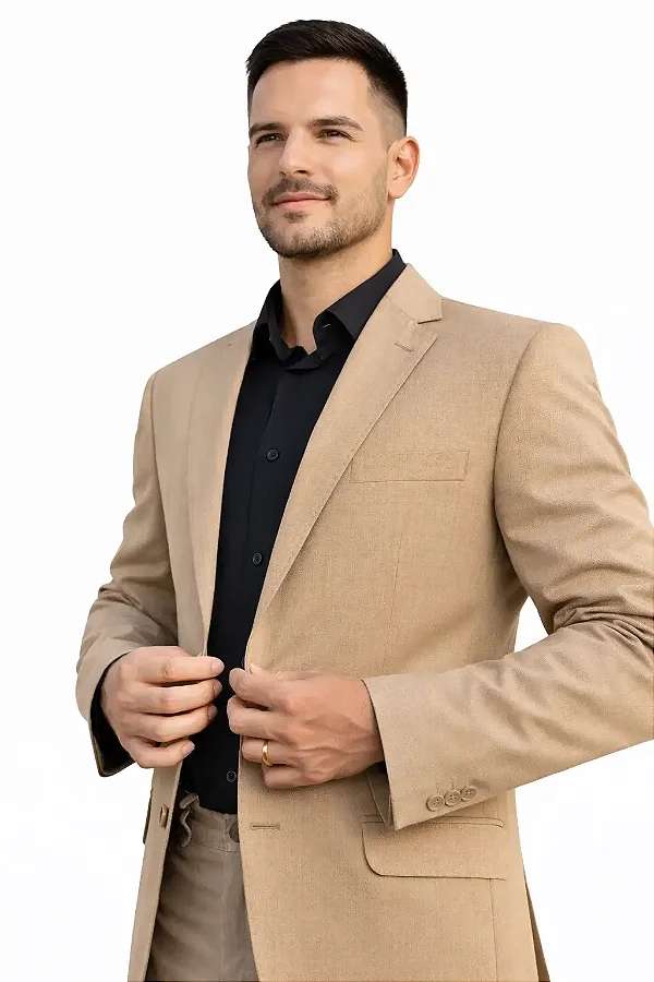 Blazer Bege em Lã Panamá de Alfaiataria – Sofisticação Leve e Elegância Atemporal