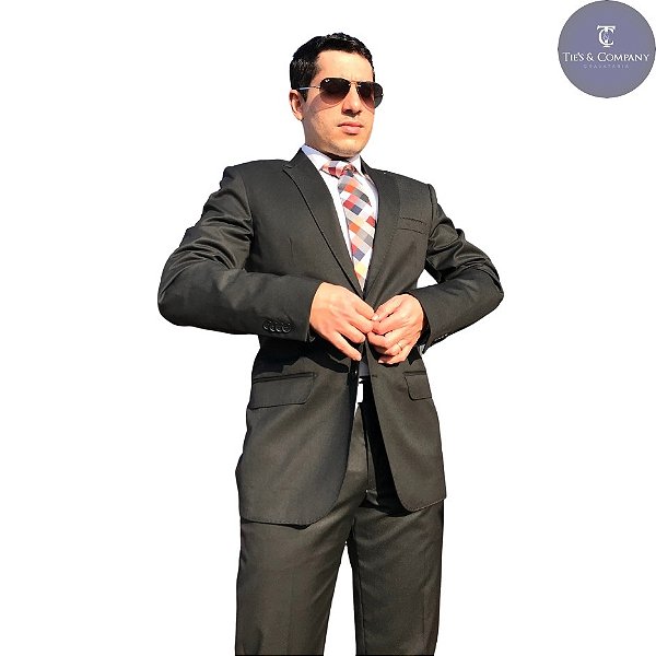 Terno Masculino Slim Poliviscose Preto Corte Italiano T&C