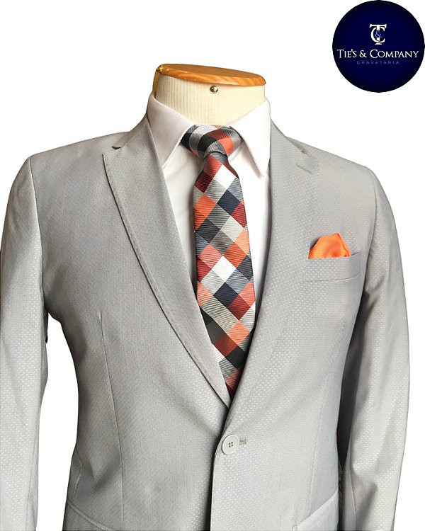 Terno Slim Masculino Cinza Gris Poliviscose T&C C. Italiano