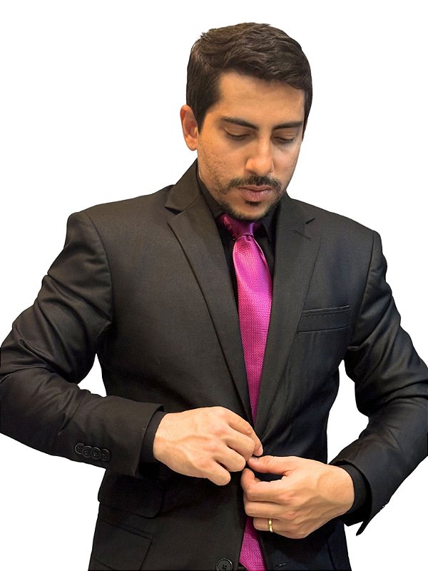 Terno Slim Masculino Preto Poliviscose Encerado T&C C. Italiano
