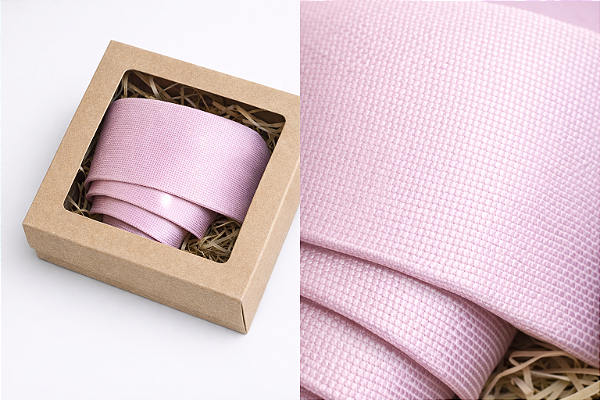 Kit Caixa de Presente Gravata Slim Rosé Lisa Trabalhada