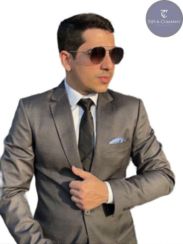 Terno masculino Chumbo Slim PV Príncipe de Gales T&C