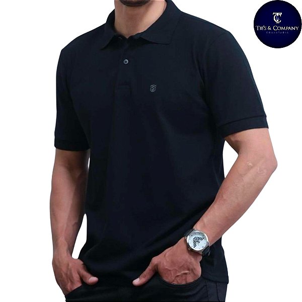 Camisa Pólo Preta Piquet Premium 100% Algodão