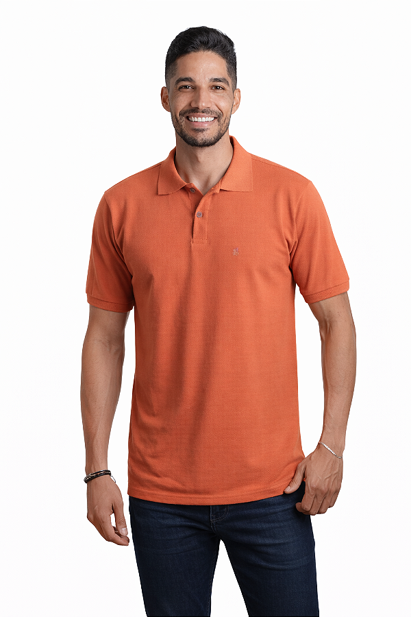 Camisa Pólo Terracota Piquet Premium 100% Algodão