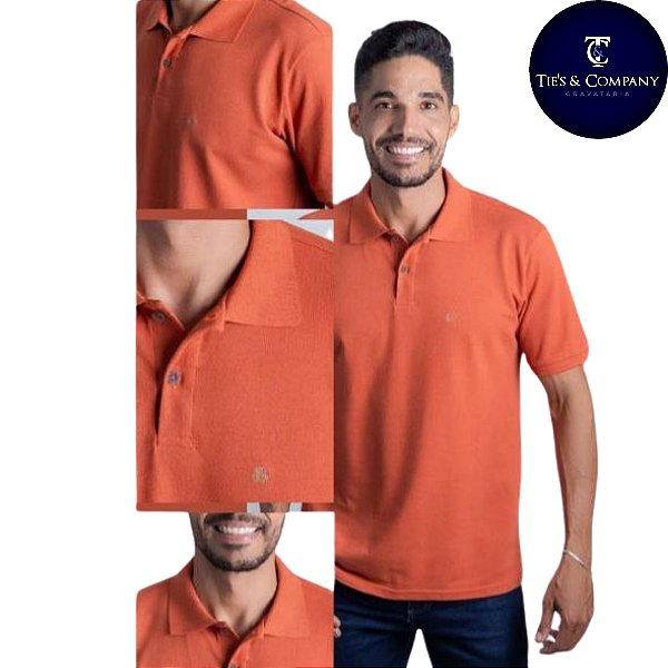 Camisa Pólo Terracota Piquet Premium 100% Algodão