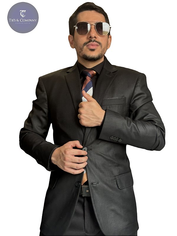 Terno Slim Masculino Preto Encerado PV T&C C. Italiano