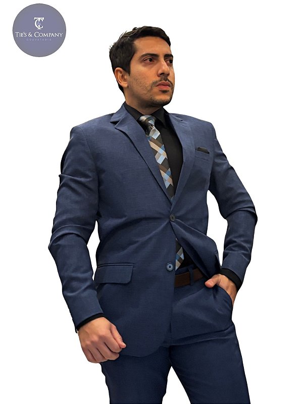 Terno Slim Masculino Azul Melange Corte Italiano Slim T&C