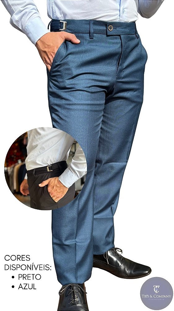 Calça Social Alfaiataria com Regulagem Lateral em PV Slim