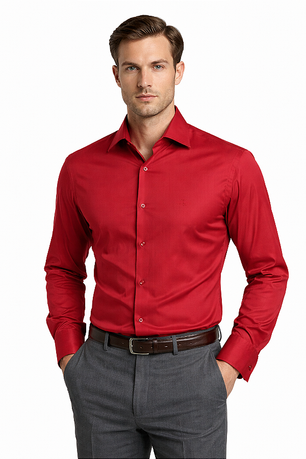 Camisa Social Masculina Vinho de Fibra de Bambu - Sofisticação e Personalidade